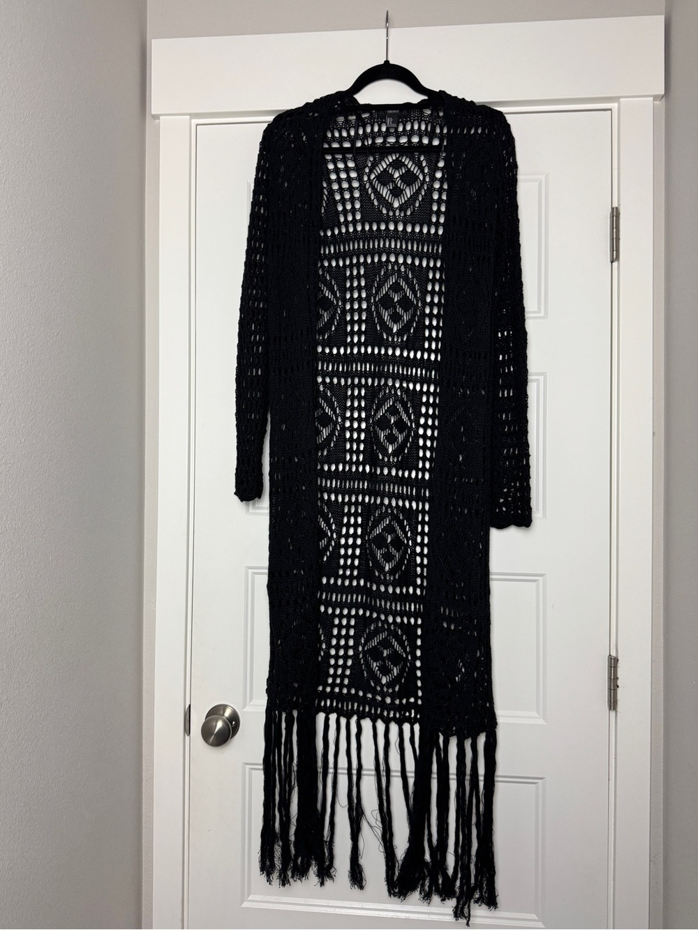 Women’s Black Forever 21 Crochet Cardigan